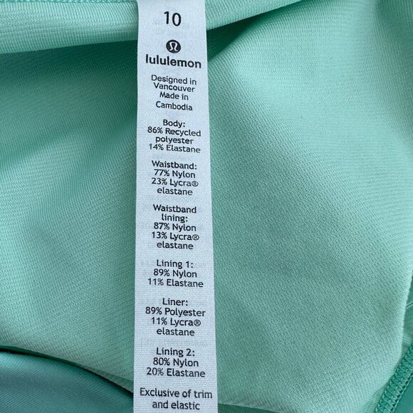 Lululemon Womens Sea Mist Speed Up Shorts Size 10 Athleisure Workout Mid Rise - Picture 6 of 8